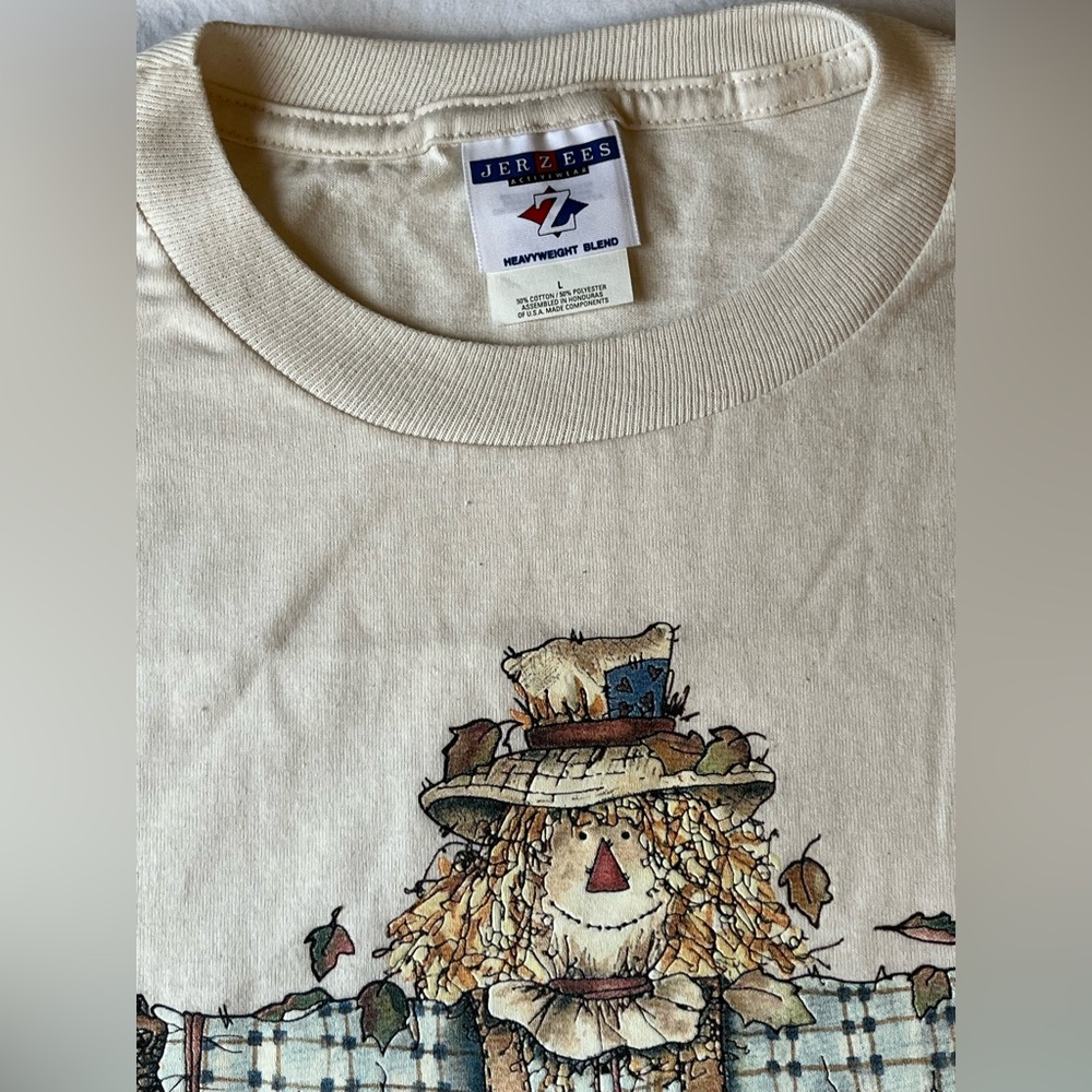 Women's 1997 NWOT R Baxter Scarecrow Graphic Tee Jerzees L Grannycore Fall - Picture 5 of 8